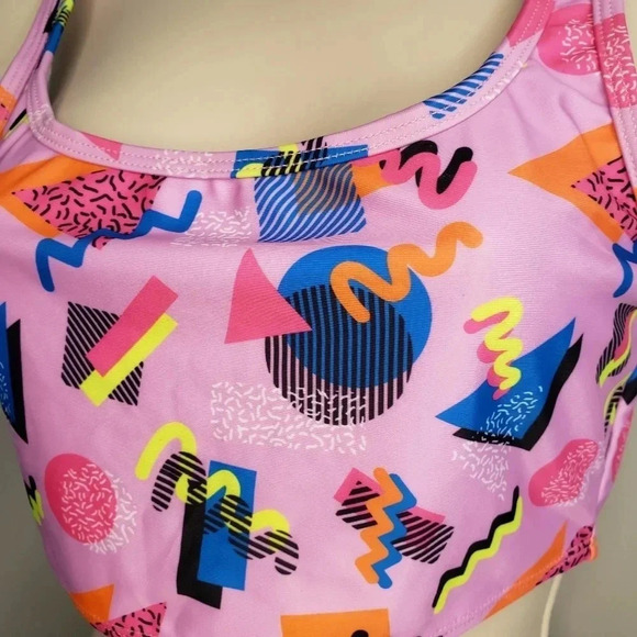 Skinny Dip S Bikini-Barbie Retro 90s  Print Pink Abstract Size Small NWR - Picture 7 of 15